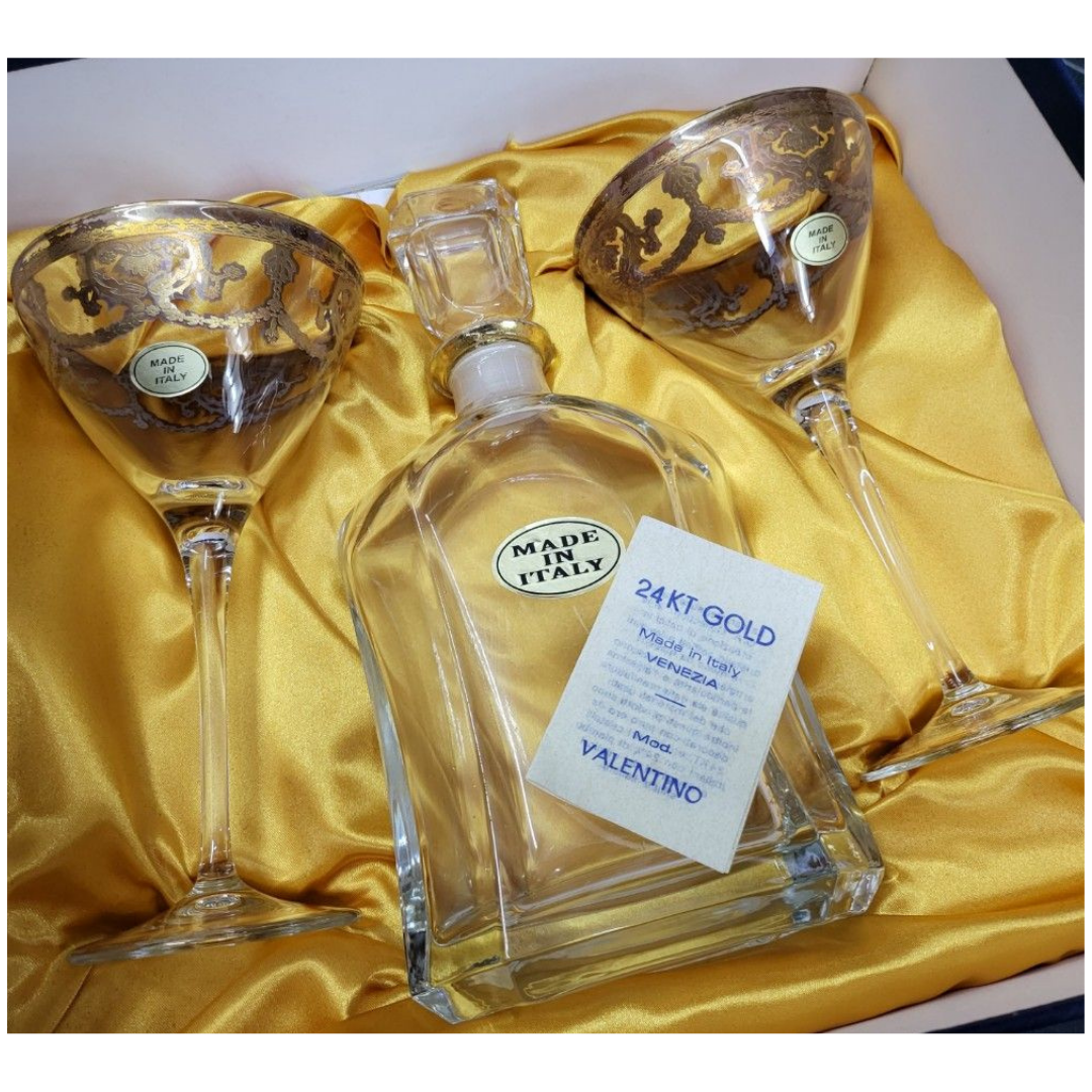 VENEZIA 24k Gold Plated Crystal Decanter Set Secondary image