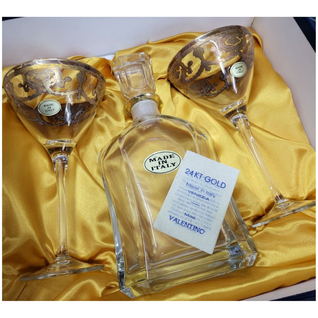 VENEZIA 24k Gold Plated Crystal Decanter Set