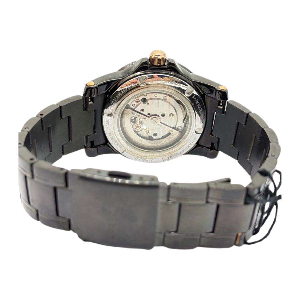 Aries Gold Infinum Forza Black 42mm Open Heart Automatic Watch G9001 BK-BK
