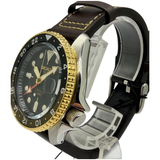 Seiko 5 SSK036K1 42.5mm GMT Automatic Black Dial Leather Strap Watch