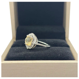 PT900 Natural Unheated Yellow Sapphire & Diamond Ring
