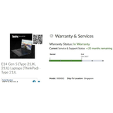 LENOVO THINKPAD E14 GEN 5 (14"/Win 11 Pro/i7-1355U/16GB/512GB SSD) Warranty till Oct-2027