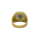 850 Yellow Gold Natural Blue Sapphire & Diamond Men’s Ring