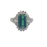 PT900 Natural Green Tourmaline & Diamond Ring