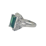 PT900 Natural Green Tourmaline & Diamond Ring