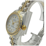 Rolex Datejust 26mm Half Gold Diamond Bezel White Roman Dial Watch 69240