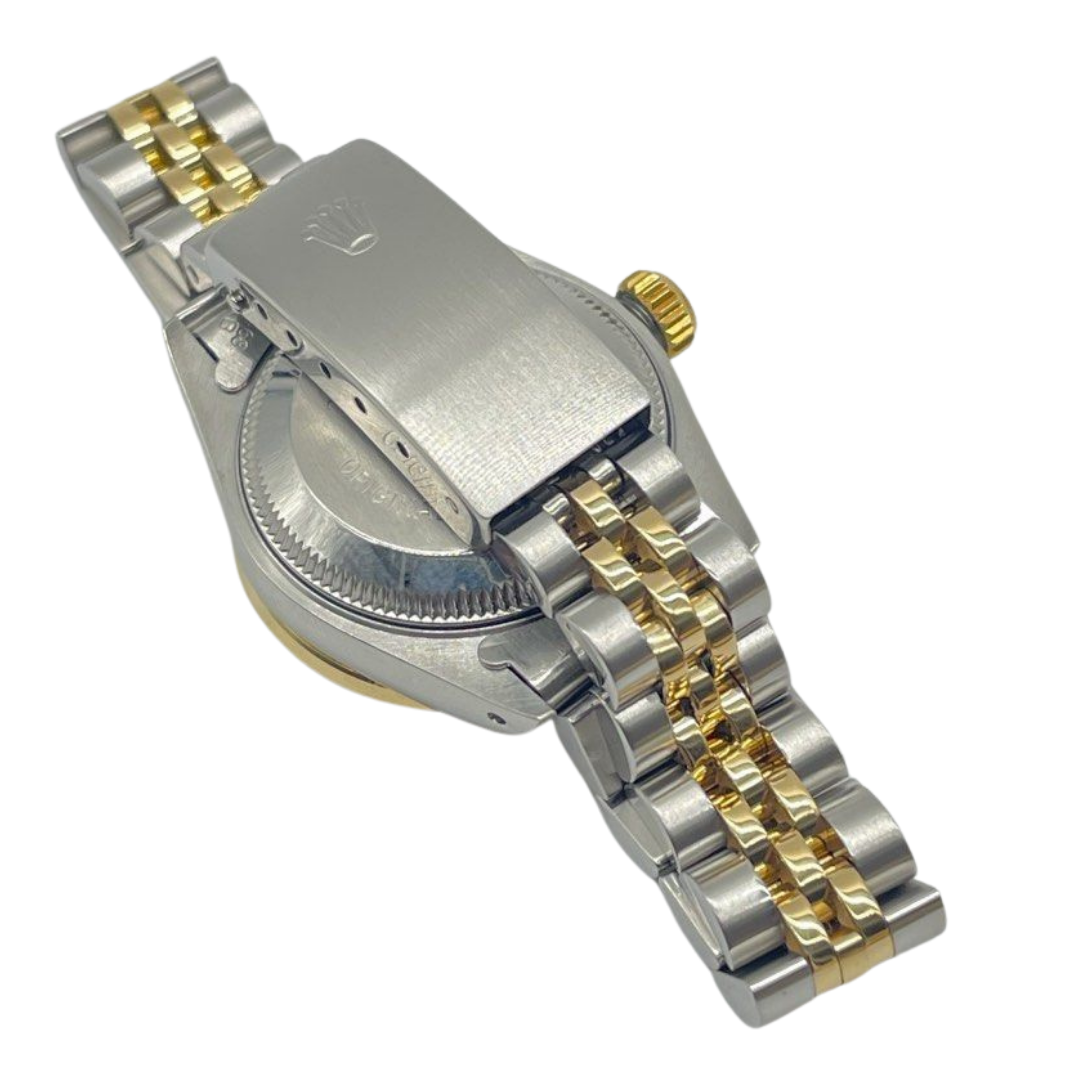 Rolex Datejust 26mm Half Gold Diamond Bezel White Roman Dial Watch 69240