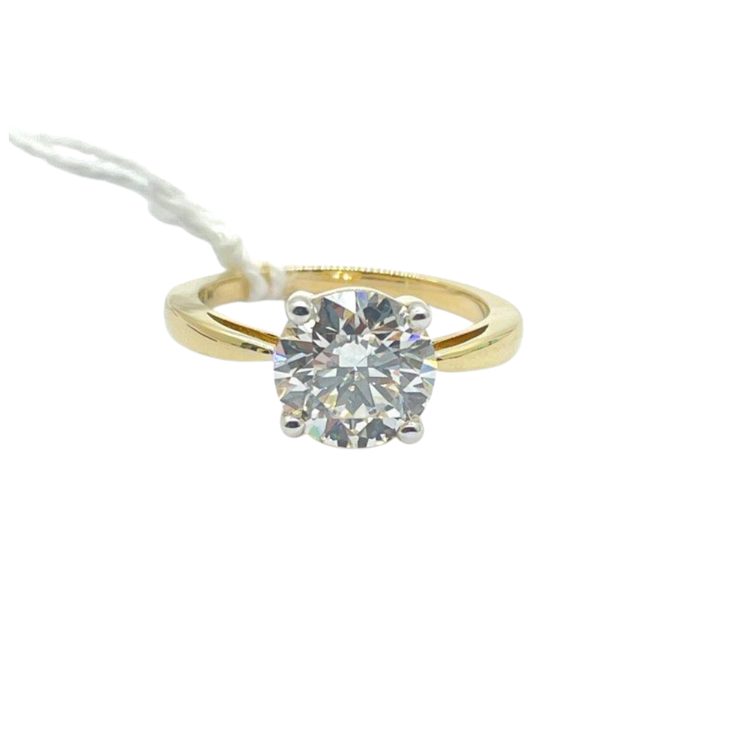 14K Yellow Gold Lab-Grown Diamond Ring, D1=2.54