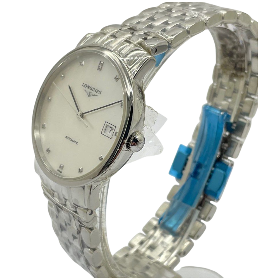 Longines Elegant Collection 34.5mm Automatic Mother of Pearl Dial Diamond Index Watch