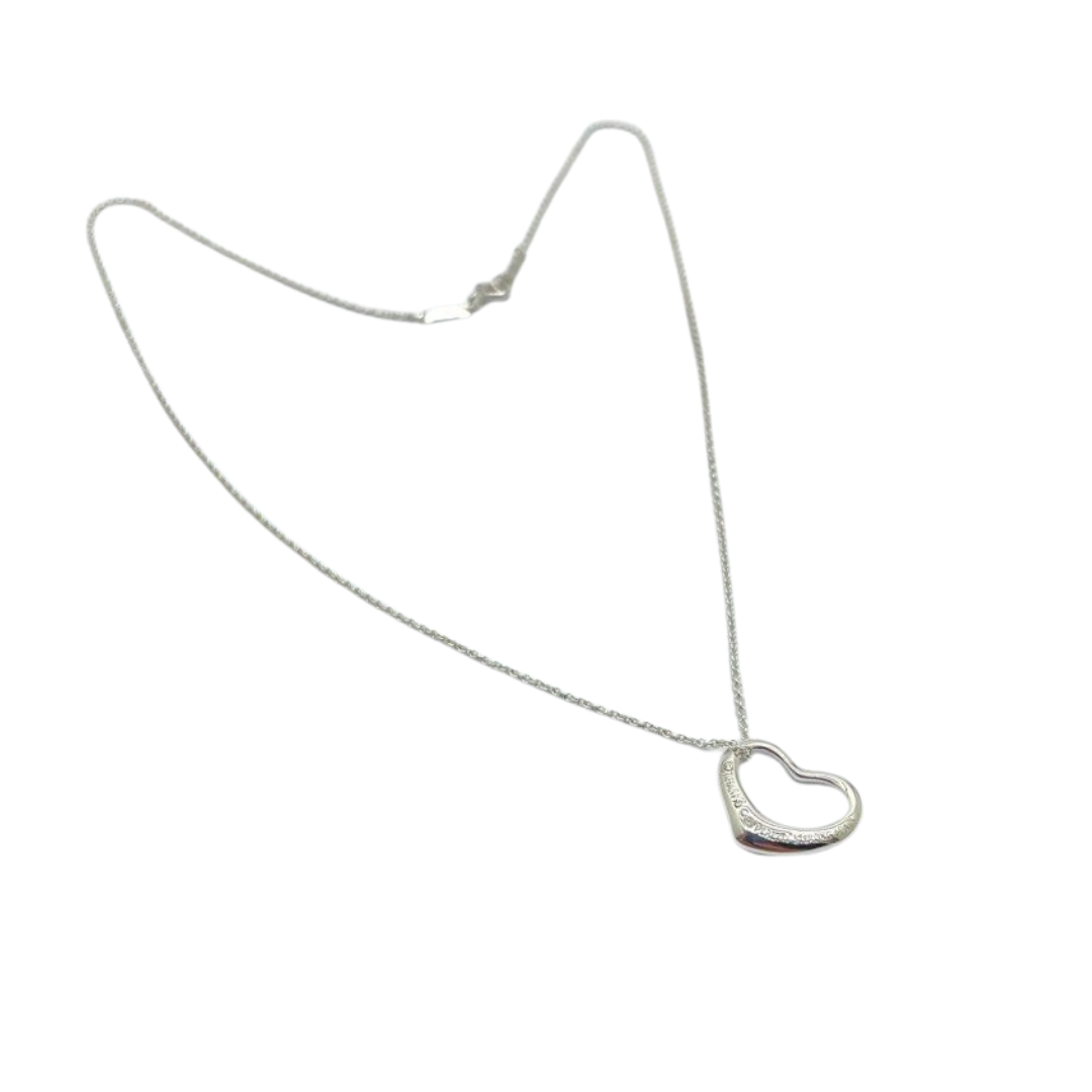 Tiffany 925 Silver Necklace, Elsa Peretti Open Heart