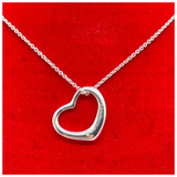Tiffany 925 Silver Necklace, Elsa Peretti Open Heart