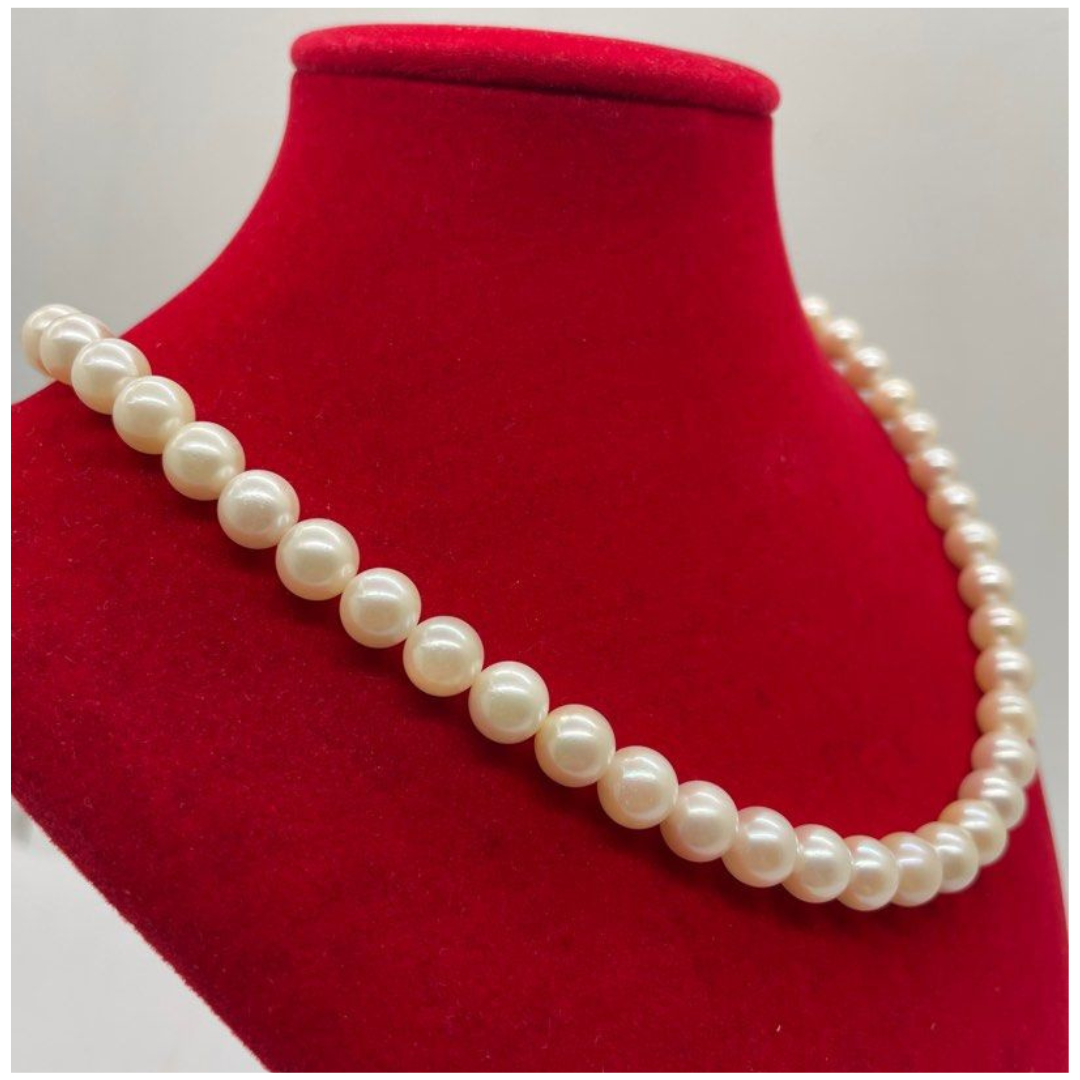 Natural Pearl Necklace with Silver Clasp