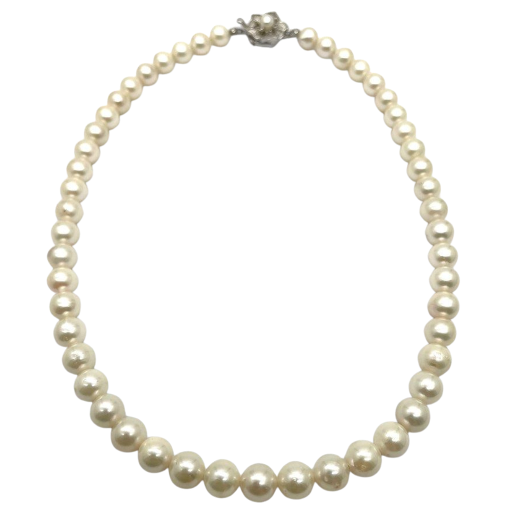 Natural Pearl Necklace with Silver Clasp
