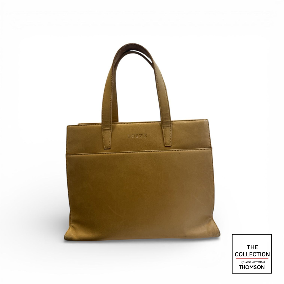 Loewe leather tote bag in a tan color