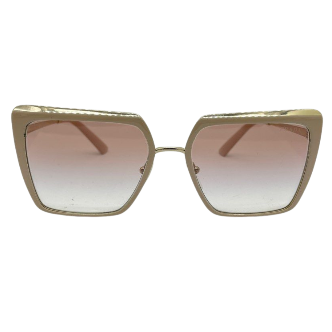 Prada Oversized Square Metal Sunglass SPR 58W, Powder and Gold Colour