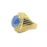 750 Yellow Gold Natural Blue Sapphire & Diamond Men’s Ring