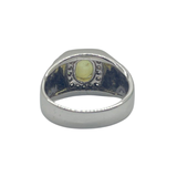 750 White Gold Natural Cat’s Eye & Diamond Men's Ring