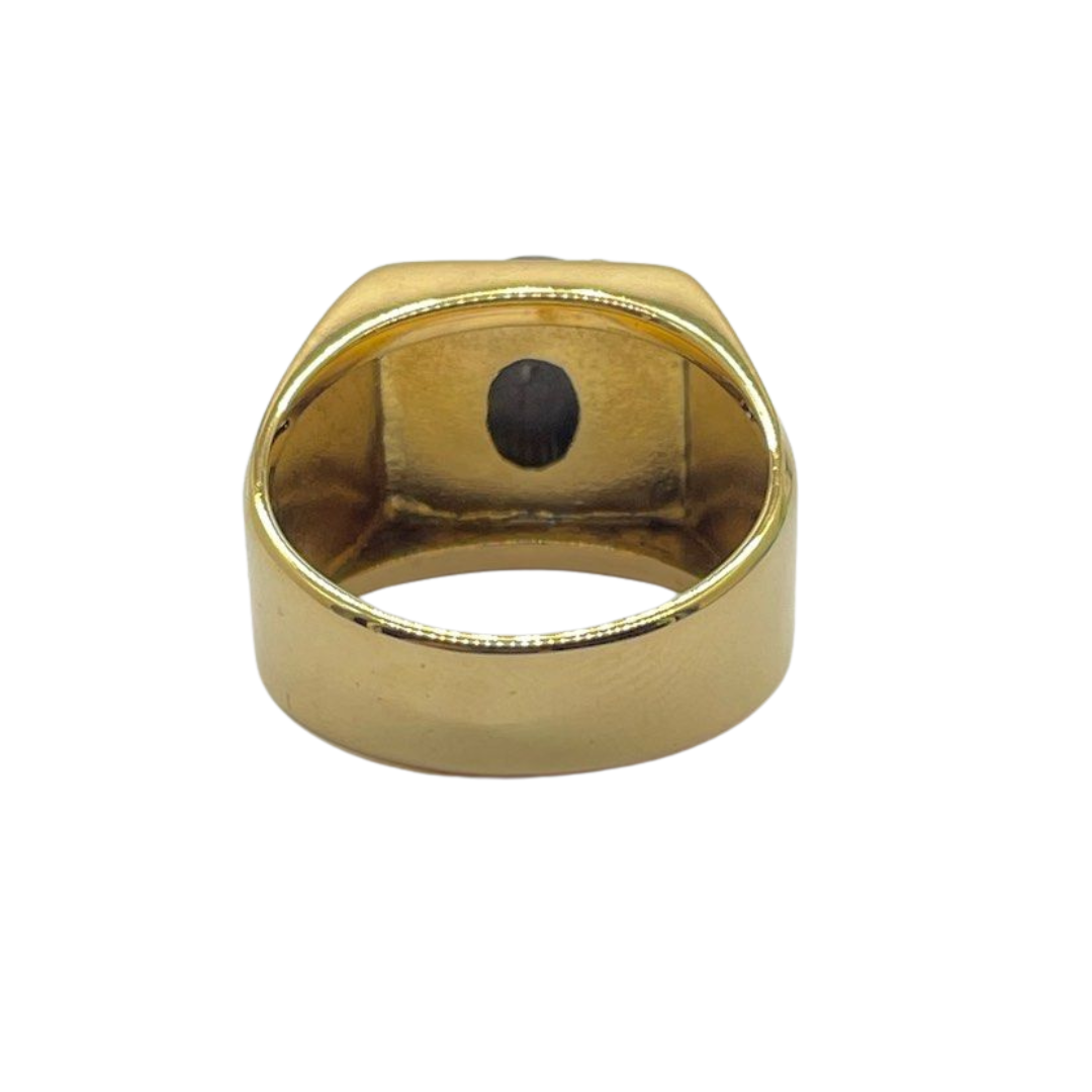 18K Yellow Gold Natural Star Sapphire (Un-heated) Men’s Ring