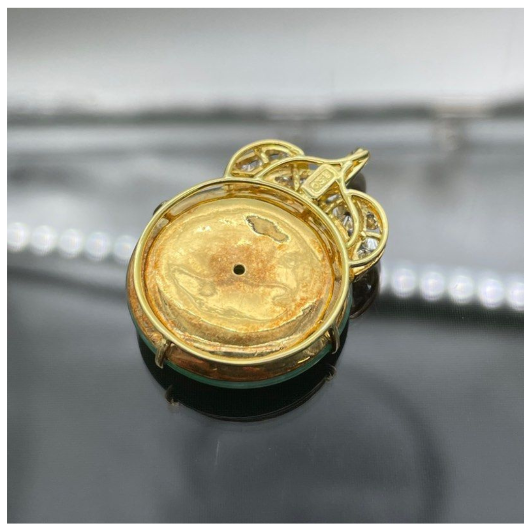 Natural Jadeite (Type-A) & Diamond Pendant set in 850 Yellow Gold