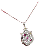 PT900/850 Natural Ruby & Diamond Necklace