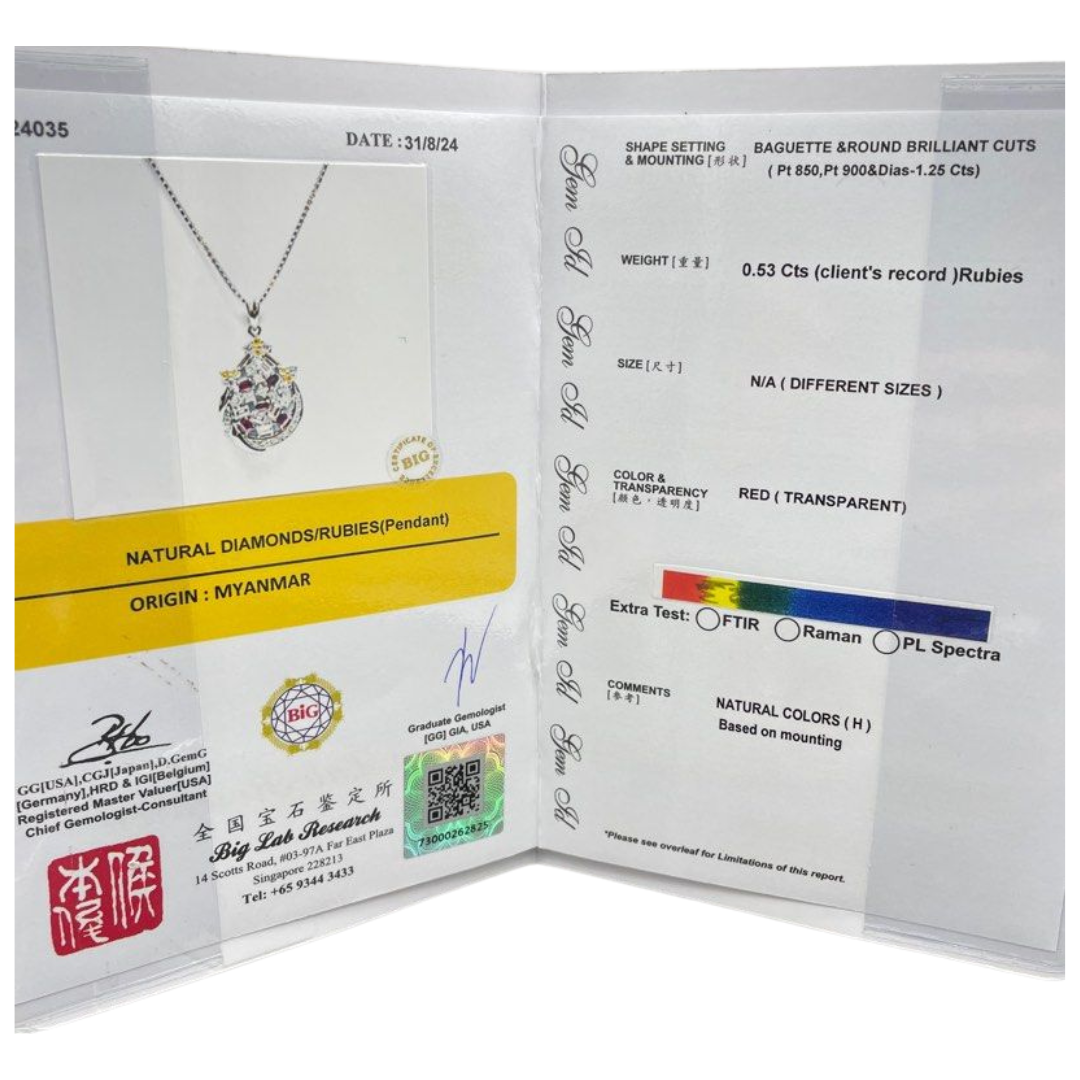 PT900/850 Natural Ruby & Diamond Necklace