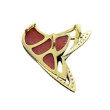 18K Yellow Gold Red Coral & Diamond Pendant