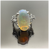 PT900 Natural Opal & Diamond Ring