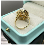 Natural South Sea Pearl & Diamond Ladies Ring 18K Yellow Gold with Cert