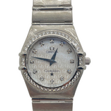 Omega Constellation 25mm Quartz Steel Mother Of Pearl Diamond Dial & Bezel