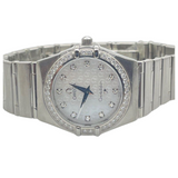 Omega Constellation 25mm Quartz Steel Mother Of Pearl Diamond Dial & Bezel