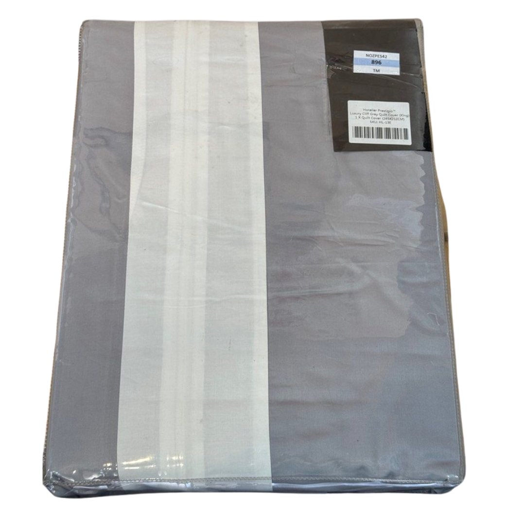 Hotelier Prestigio Luxury Cliff Grey Quilt Cover (King)
