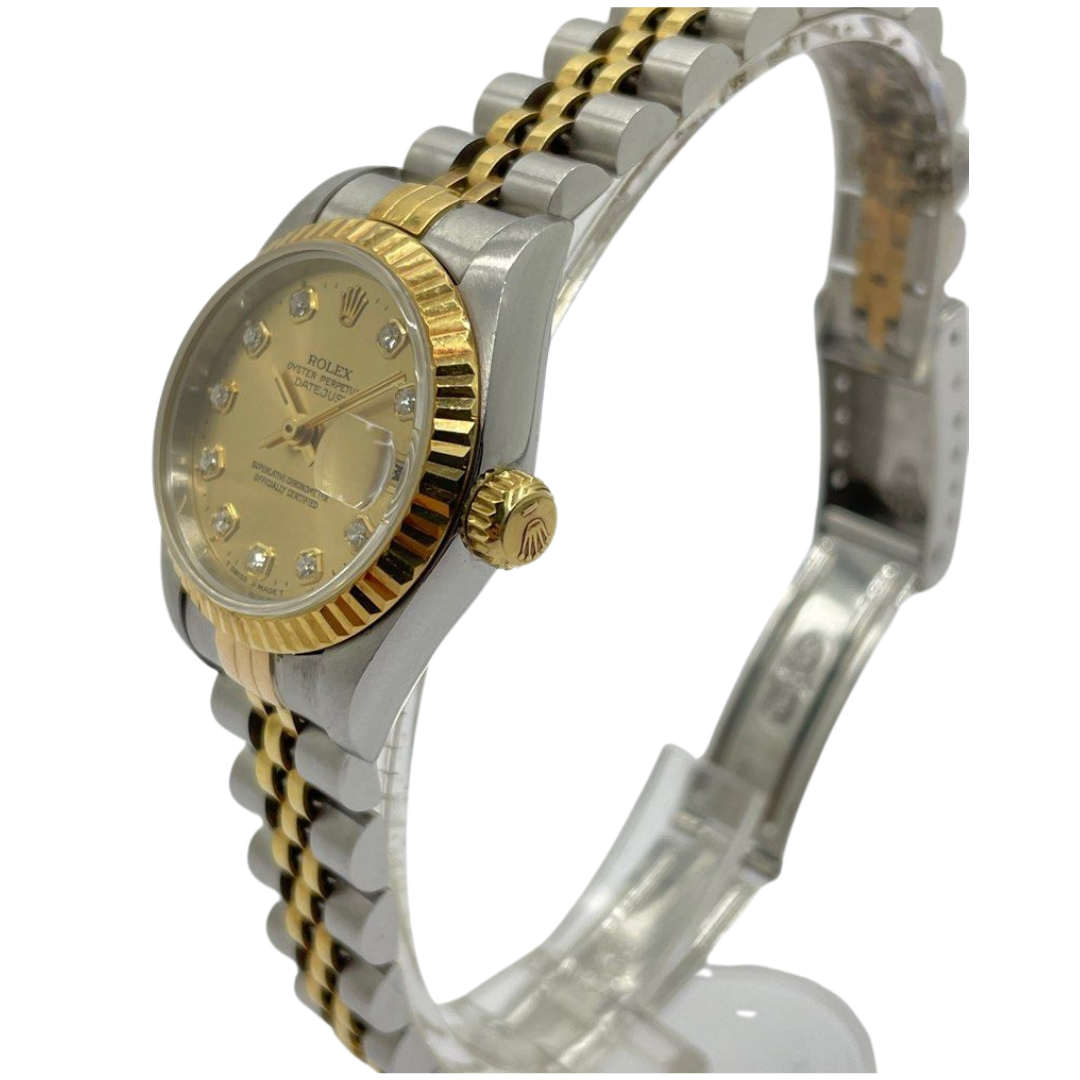 Rolex Datejust 69173 26mm Half Gold Diamond Automatic Gold Dial Watch