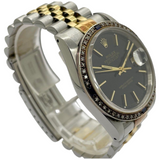 Rolex Datejust 16233 36mm Half Gold Diamond Bezel Automatic Black Dial Watch