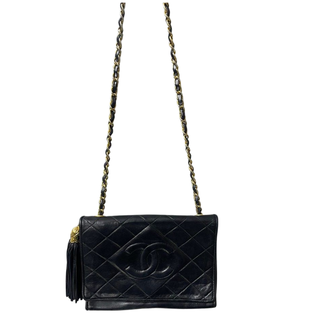 Chanel Vintage Tassel Flab Quilted Shoulder Bag