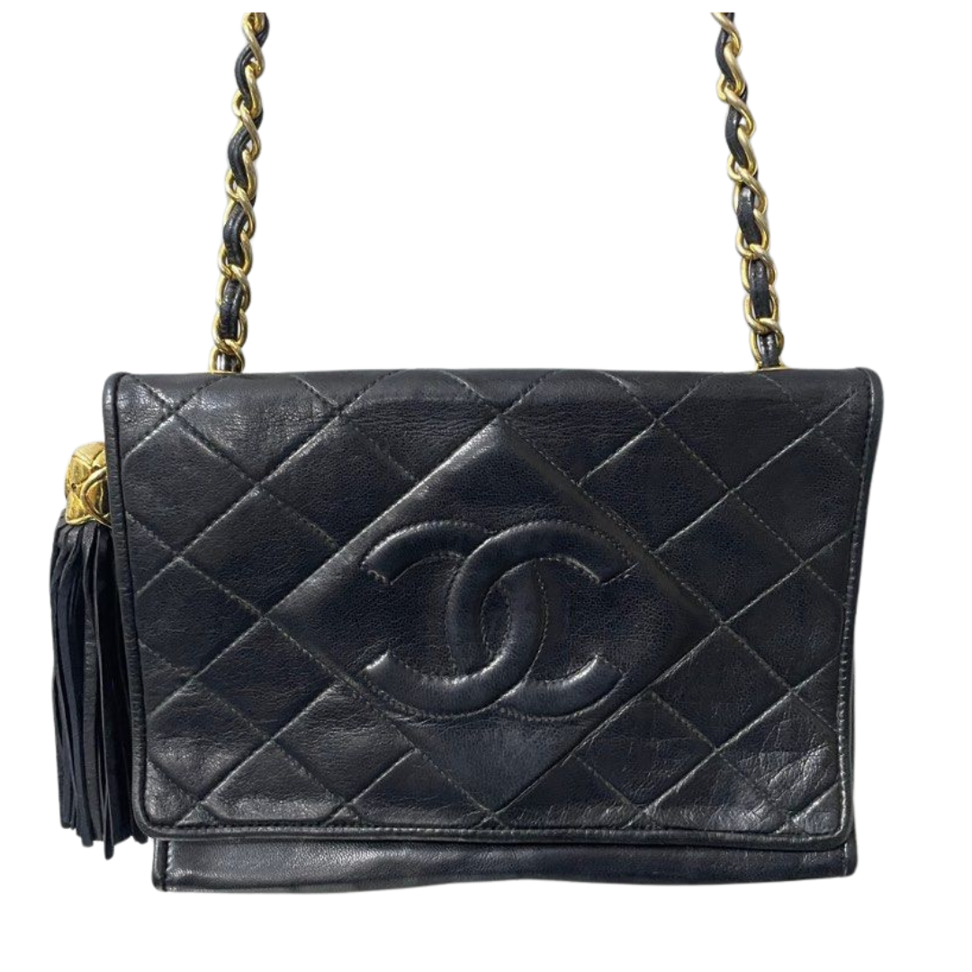 Chanel Vintage Tassel Flab Quilted Shoulder Bag