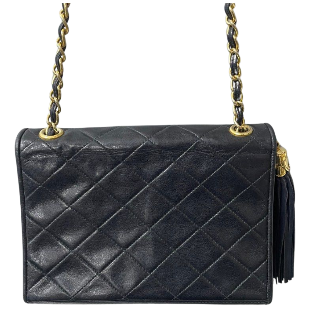 Chanel Vintage Tassel Flab Quilted Shoulder Bag