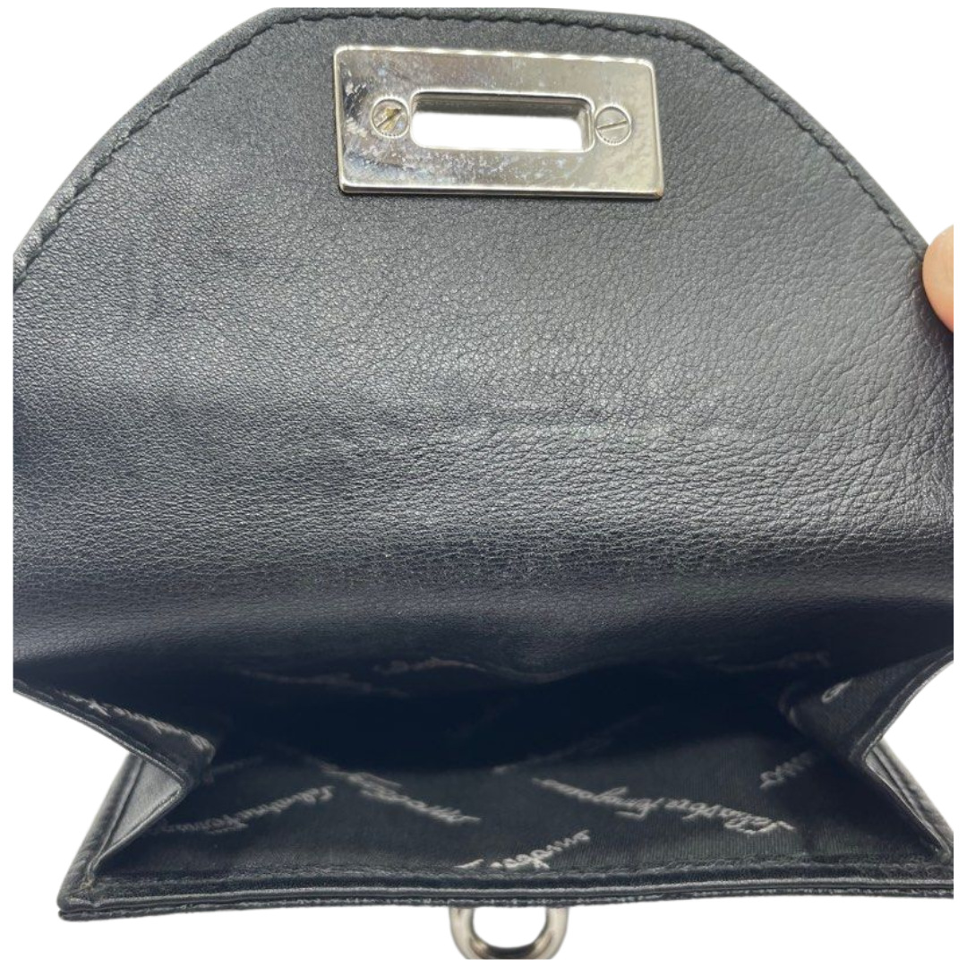 Salvatore Ferragamo Gancini Bifold Wallet Leather Black