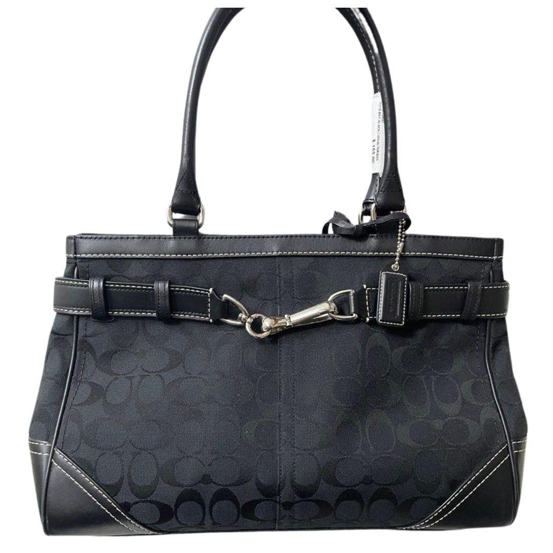 Coach Black Signature Canvas/Leather Shoulder Bag