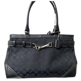 Coach Black Signature Canvas/Leather Shoulder Bag