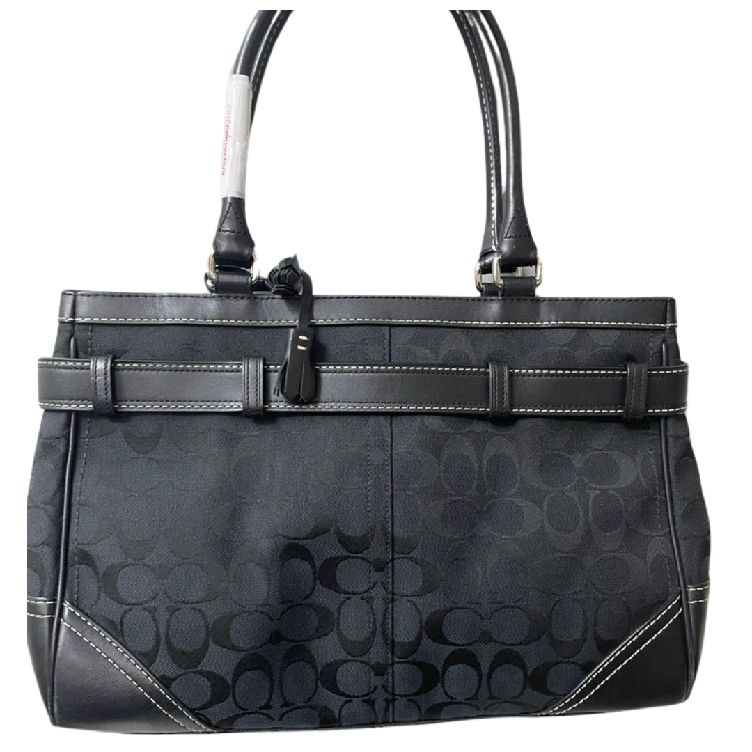 Coach Black Signature Canvas/Leather Shoulder Bag
