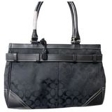 Coach Black Signature Canvas/Leather Shoulder Bag