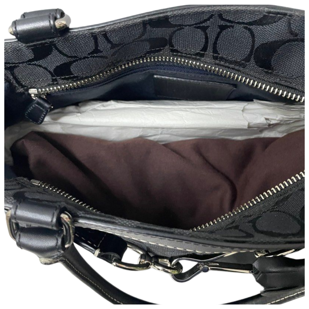 Coach Black Signature Canvas/Leather Shoulder Bag