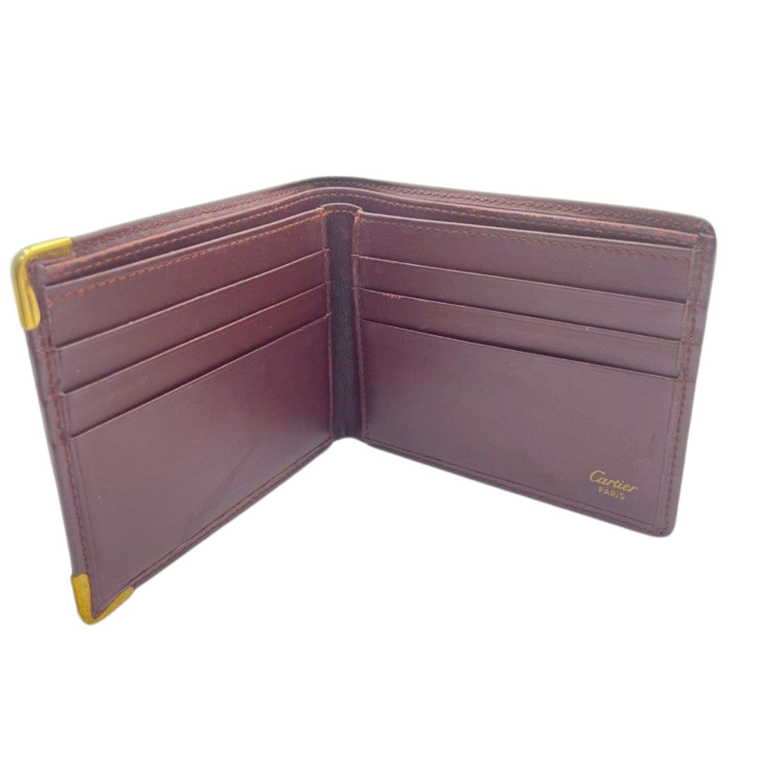 Cartier Must De Cartier Burgundy Leather Bi-fold Wallet