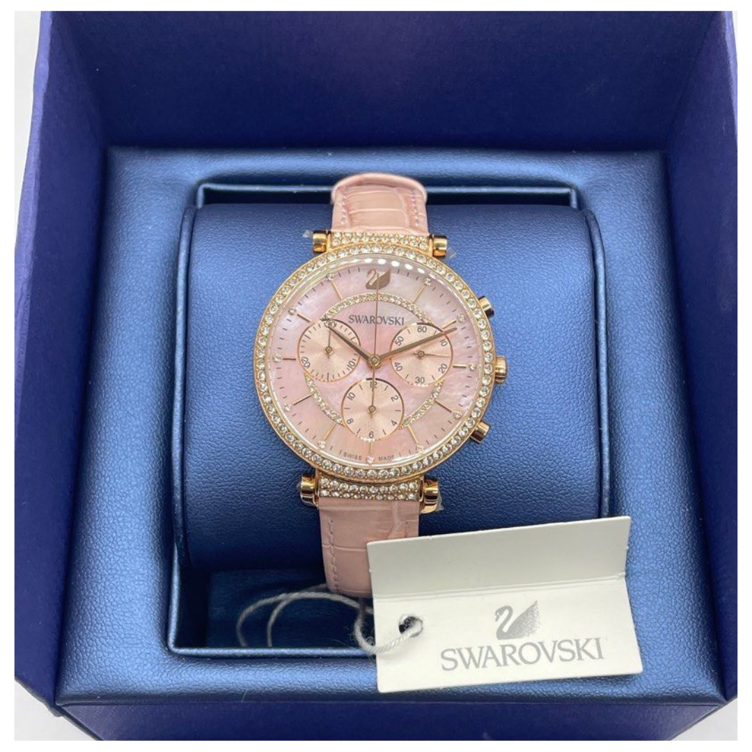 Swarovski Passage Chrono 36mm Chronograph Quartz Pink Mother Of Pearl Dial Watch