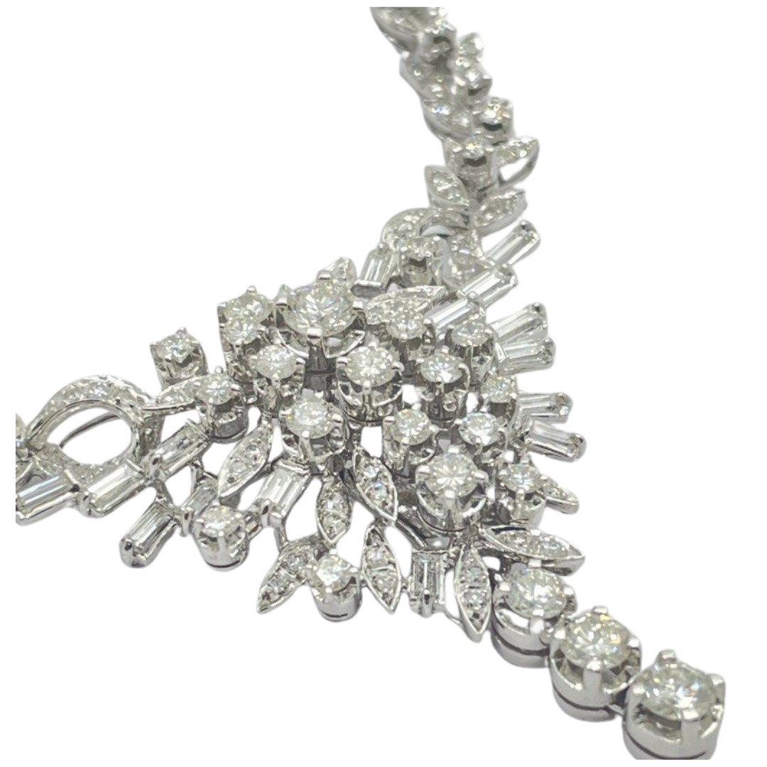 18K White Gold Natural Diamond Necklace