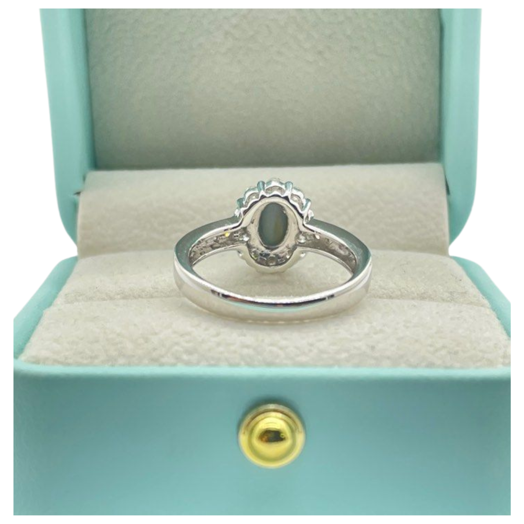 PT900 Natural Alexandrite Cat’s Eye & Diamond Ladies Ring