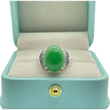 PT900 Natural Jadeite (Type-A) & Diamond Ladies Ring