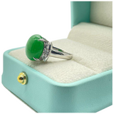 PT900 Natural Jadeite (Type-A) & Diamond Ladies Ring