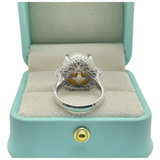 PT900 Natural South Sea Pearl & Diamond Ladies Ring