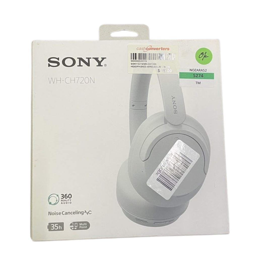 Sony WH-CH720N Noise Cancelling Wireless Bluetooth Headphones - Up to 35 hours battery life and Quick Charge - White